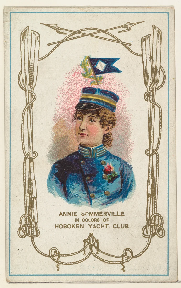 Annie Sommerville in Colors of Hoboken Yacht Club, from the Yacht Colors of the World series (N140) issued by Duke Sons & Co. to promote Honest Long Cut Tobacco by W. Duke, Sons & Co., print, 1890