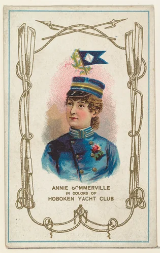 Annie Sommerville in Colors of Hoboken Yacht Club, from the Yacht Colors of the World series (N140) issued by Duke Sons & Co. to promote Honest Long Cut Tobacco by W. Duke, Sons & Co., print, 1890