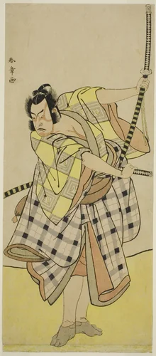 The Actor Ichikawa Yaozo II as Sakura-maru in the Play Sugawara Denju Tenarai Kagami, Performed at the Ichimura Theater in the Seventh Month, 1776 by Katsukawa Shunsho (勝川 春章), print, 1771-1781