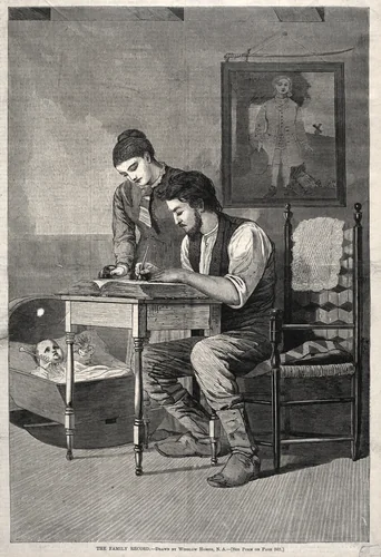 The Family Record by Winslow Homer, print, 1875