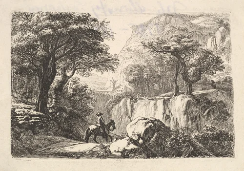 The Horseback Rider in the Gorge by Johann Christoph Erhard, print, 1800-1822