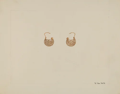 Earrings by Vera Van Voris, index of american design, 1937