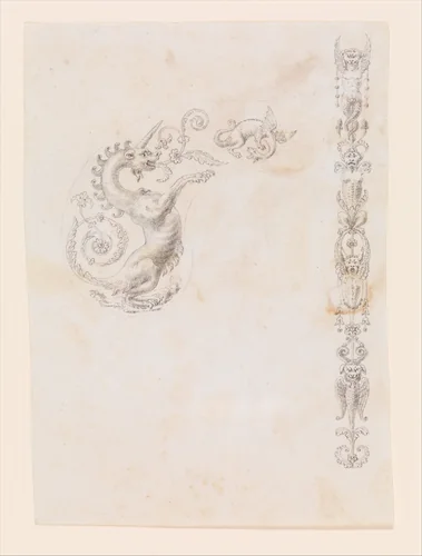 Design for the Decoration of the Grip of a Pocket Pistol by Nicolas Noël Boutet, drawing, 1772-1830