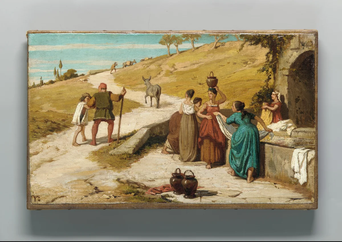 The Fable of the Miller, His Son, and the Donkey No. 2 by Elihu Vedder, artwork, 1864-1868