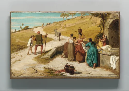 The Fable of the Miller, His Son, and the Donkey No. 2 by Elihu Vedder, artwork, 1864-1868