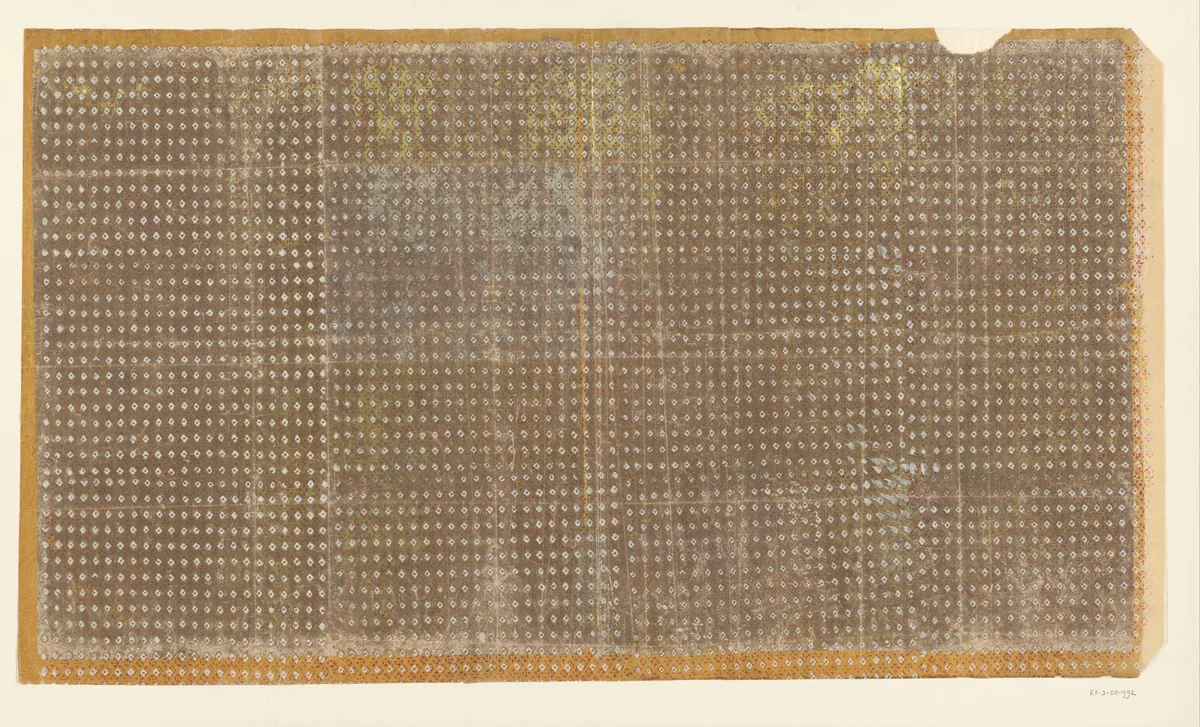 Blad met strooipatroon van ruiten in wit en rood op goud by anonymous, other, 1850-1950