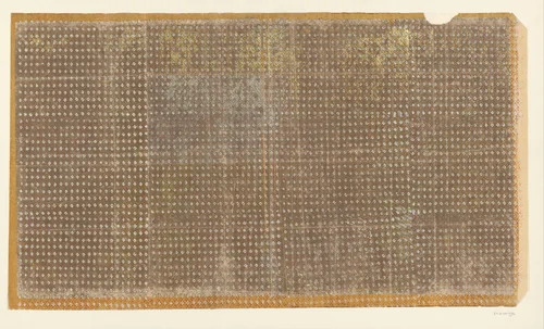 Blad met strooipatroon van ruiten in wit en rood op goud by anonymous, other, 1850-1950