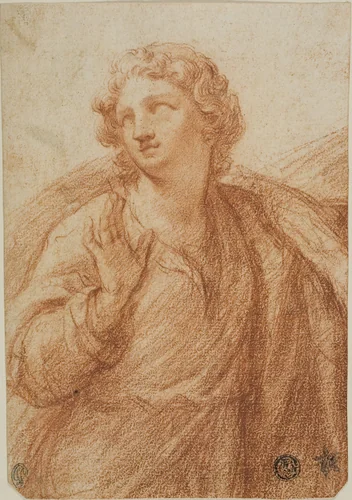Half-length Draped Figure by Guido Reni, drawing, 1595-1642