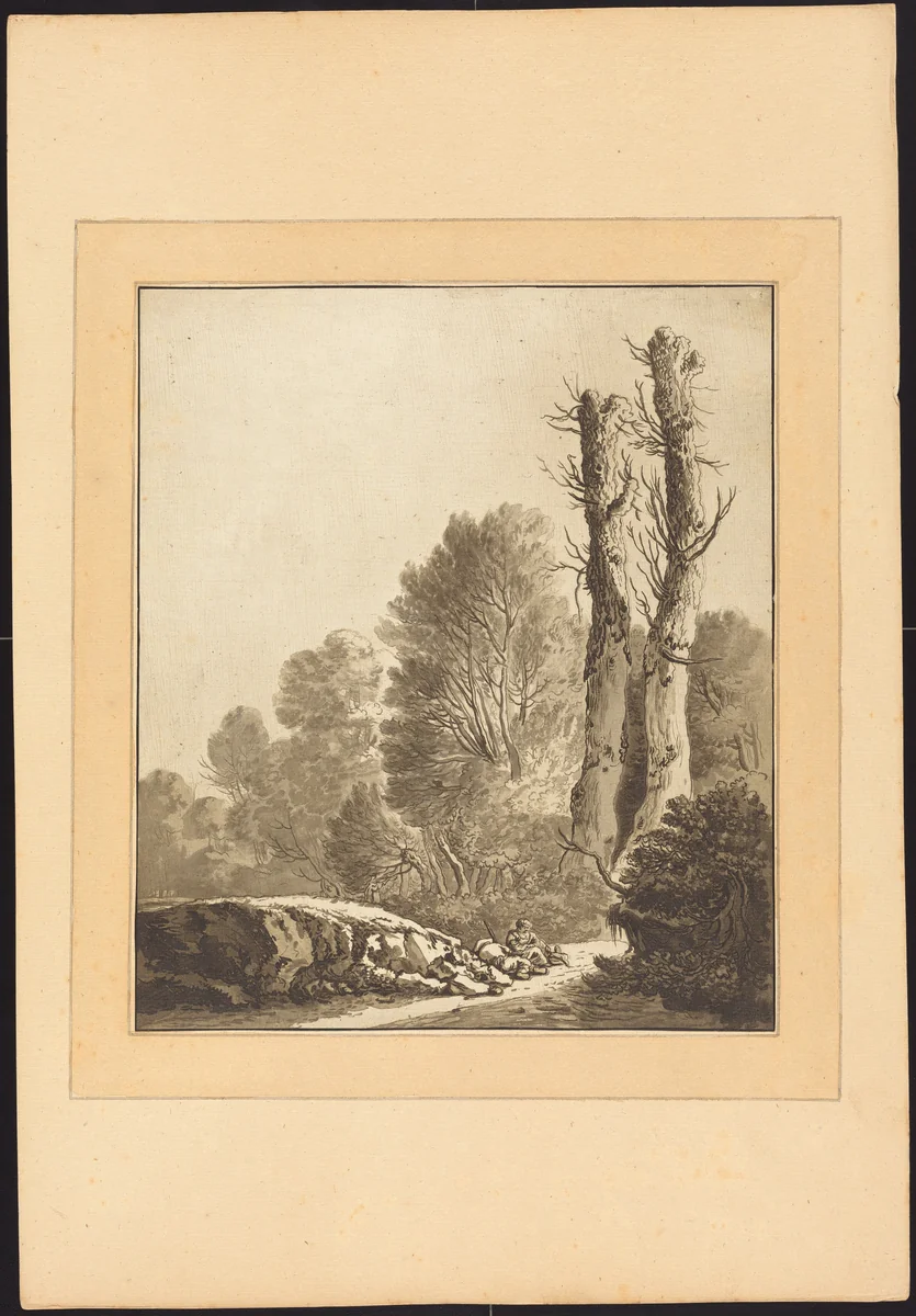 Landscape with Two Trees by Maria Catharina Prestel; Herman Saftleven, portfolio, 1782-1785
