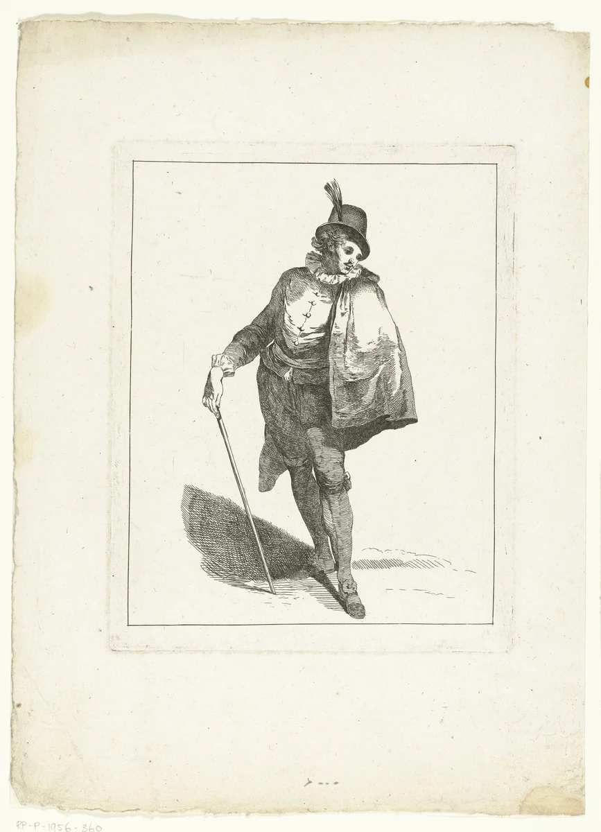 Jonge man in Spaans kostuum by Michel Barthélémy Ollivier, print, 1722-1784
