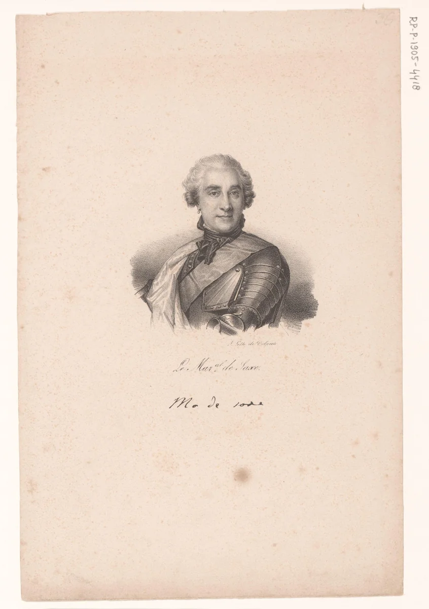 Portret van Maurits van Saksen by anonymous, print, 1818-1842