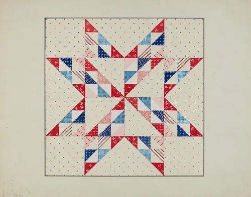 Quilt - "Eastern Star" by Margaret Linsley, index of american design, 1940