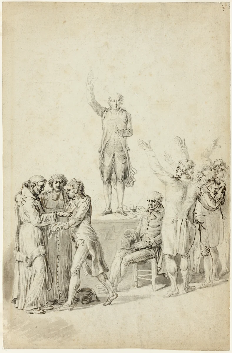 Study for The Oath of the Tennis Court: Bailly Standing on the Desk, Asking for a Vote by Jean Pierre Norblin de la Gourdaine, drawing, 1804-1805