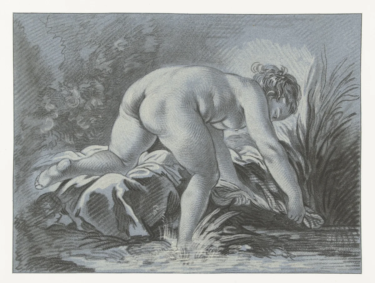 Vrouw aan het wassen by Louis Marin Bonnet, print, 1768-1769