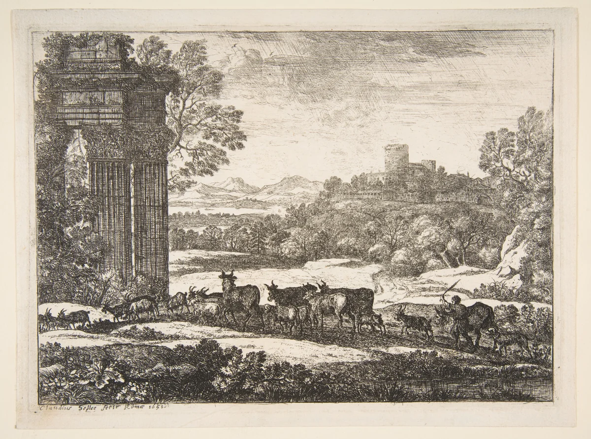 The Herd Returning in Stormy Weather by Claude Lorrain, print, 1651