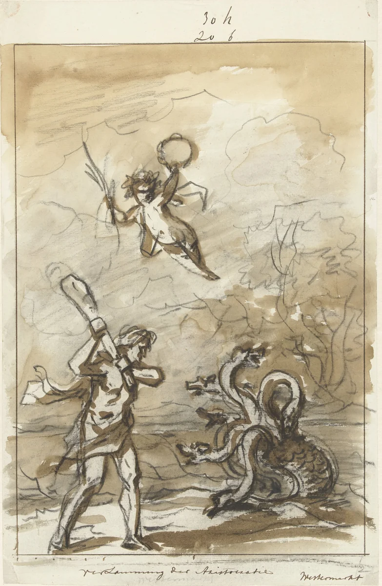 Vernietiging der Aristocratie, decoratie op de Westermarkt, 1795 by Jurriaan Andriessen, drawing, 1795