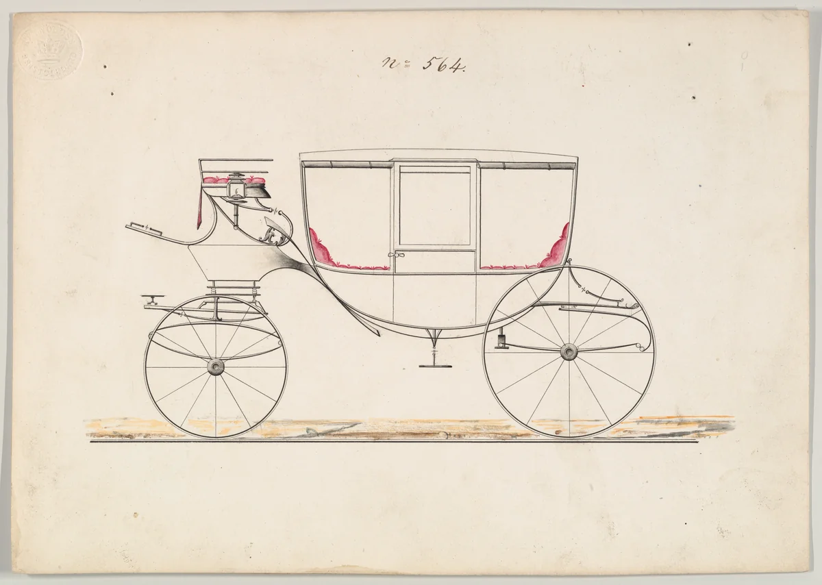 Curtain Coach #564 by Brewster & Co., drawing, 1865-1875