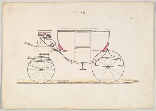 Curtain Coach #564 by Brewster & Co., drawing, 1865-1875