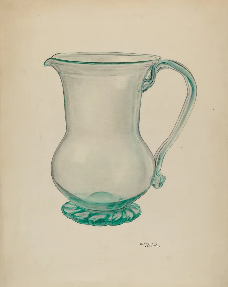 Glass Water Pitcher by Paul Ward, index of american design, 1940