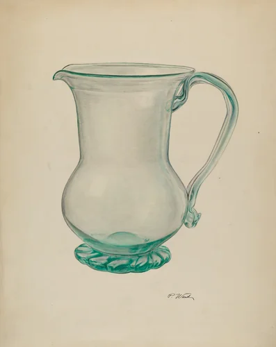 Glass Water Pitcher by Paul Ward, index of american design, 1940