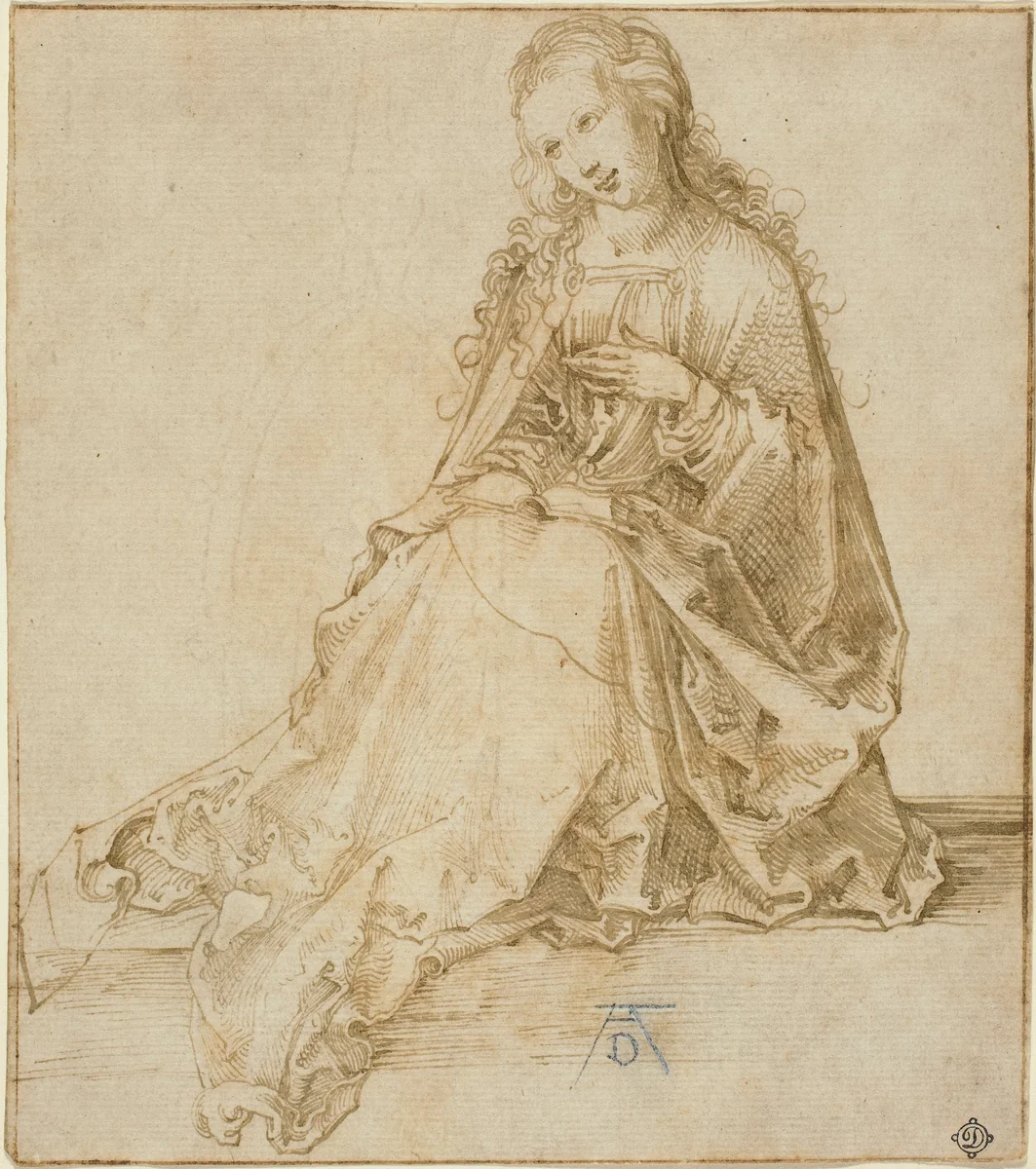 The Virgin Annunciate by Albrecht Dürer, drawing, 1495-1499