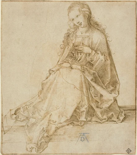 The Virgin Annunciate by Albrecht Dürer, drawing, 1495-1499