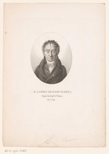 Portret van Guillaume-Xavier Labbey de Pompières by Ambroise Tardieu, print, 1820-1821