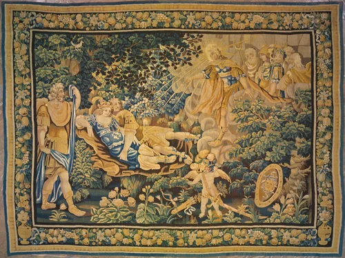 Apollo Exposing Mars and Venus to the Ridicule of the Olympians, from Ovid's Metamorphoses by France, textile, 1640-1660