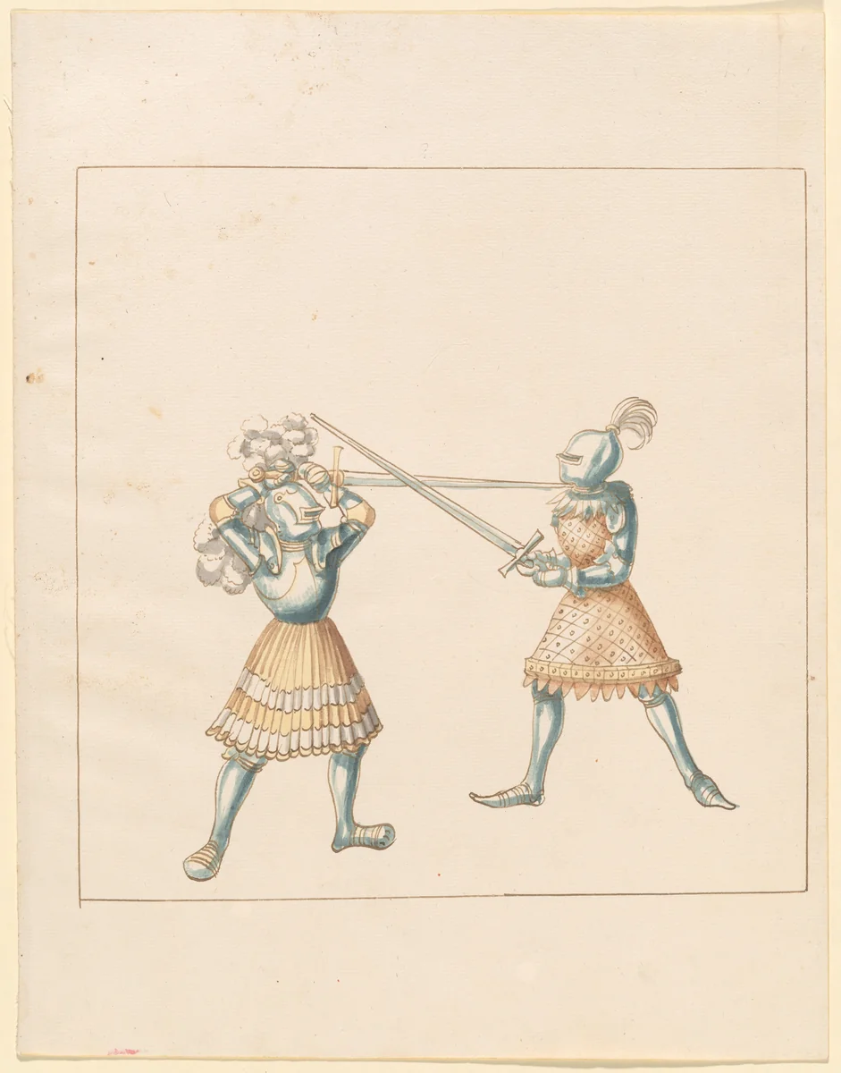 Foot Combat with Longswords by German 16th Century, drawing, 1515