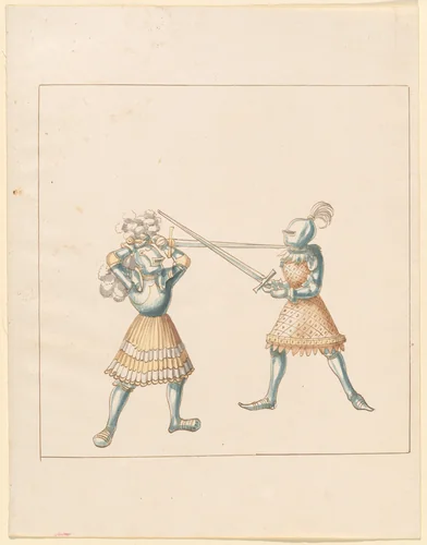 Foot Combat with Longswords by German 16th Century, drawing, 1515