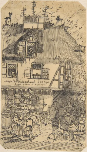 The Chien-Caillou Inn by Rodolphe Bresdin, drawing, 1822-1885