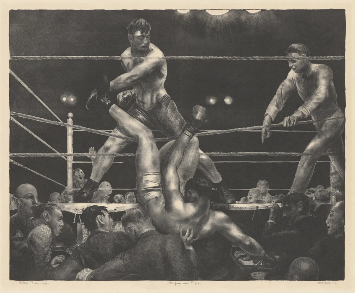 Dempsey and Firpo by George Bellows, print, 1923-1924