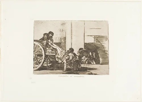 Cartloads to the cemetery, plate 64 from The Disasters of War by Francisco José de Goya, print, 1812-1815