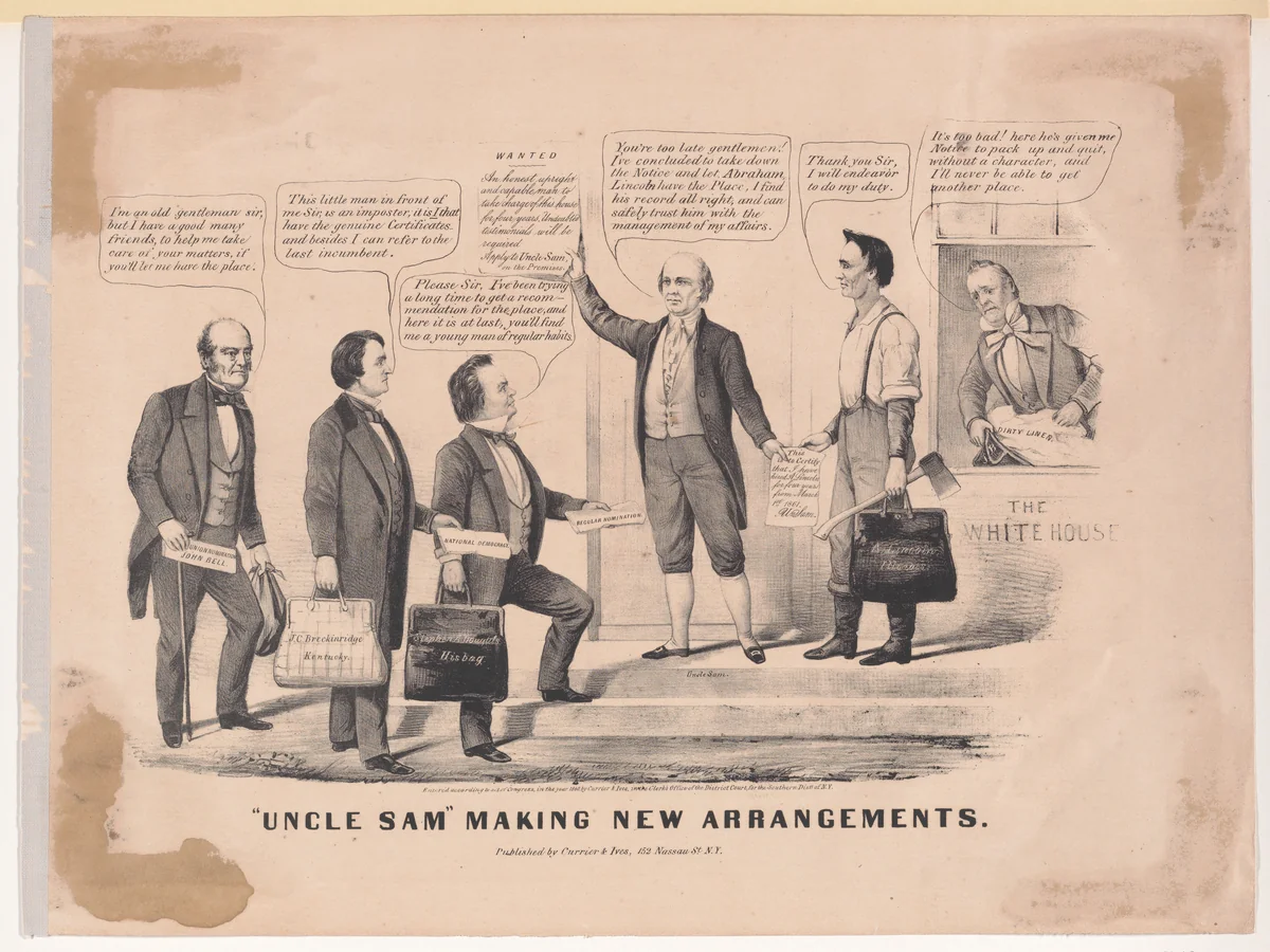 "Uncle Sam" Making New Arrangements by Louis Maurer, print, 1860