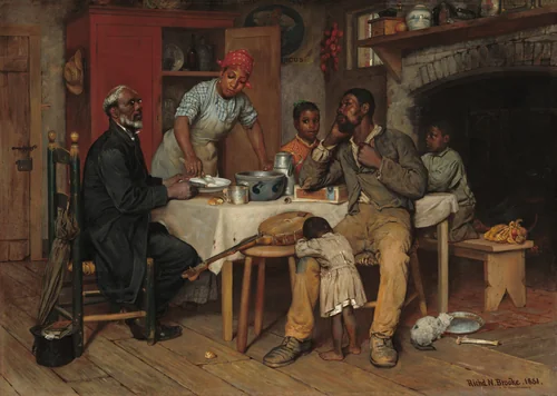 A Pastoral Visit by Richard Norris Brooke, painting, 1881