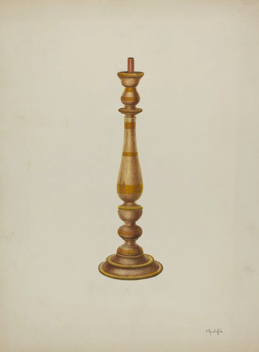 Candlestick by Cornelius Christoffels, index of american design, 1940