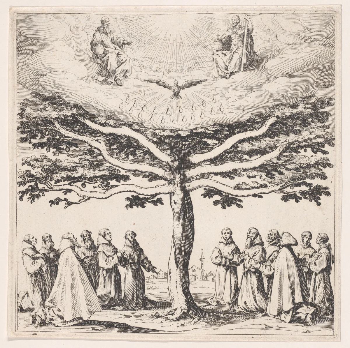 L'Arbre de St. François (The Tree of St. Francis) by Jacques Callot, print, 1610-1635