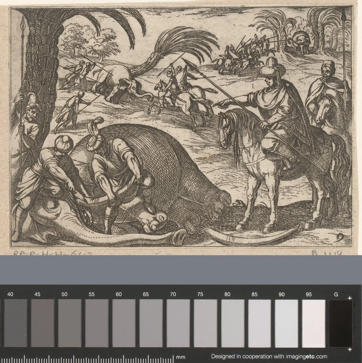 Jacht op olifanten by Antonio Tempesta, print, 1598