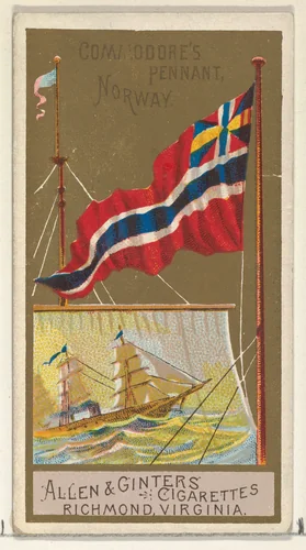 Commodore's Pennant, Norway, from the Naval Flags series (N17) for Allen & Ginter Cigarettes Brands by Allen & Ginter, print, 1886-1891