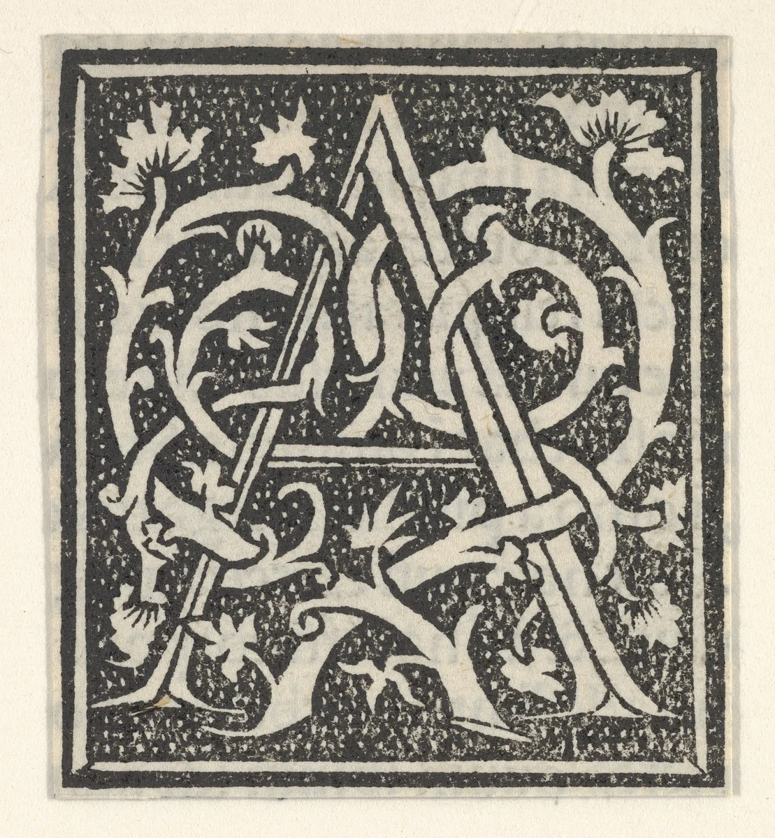 Initial letter A on patterned background by anonymous, print, 1520
