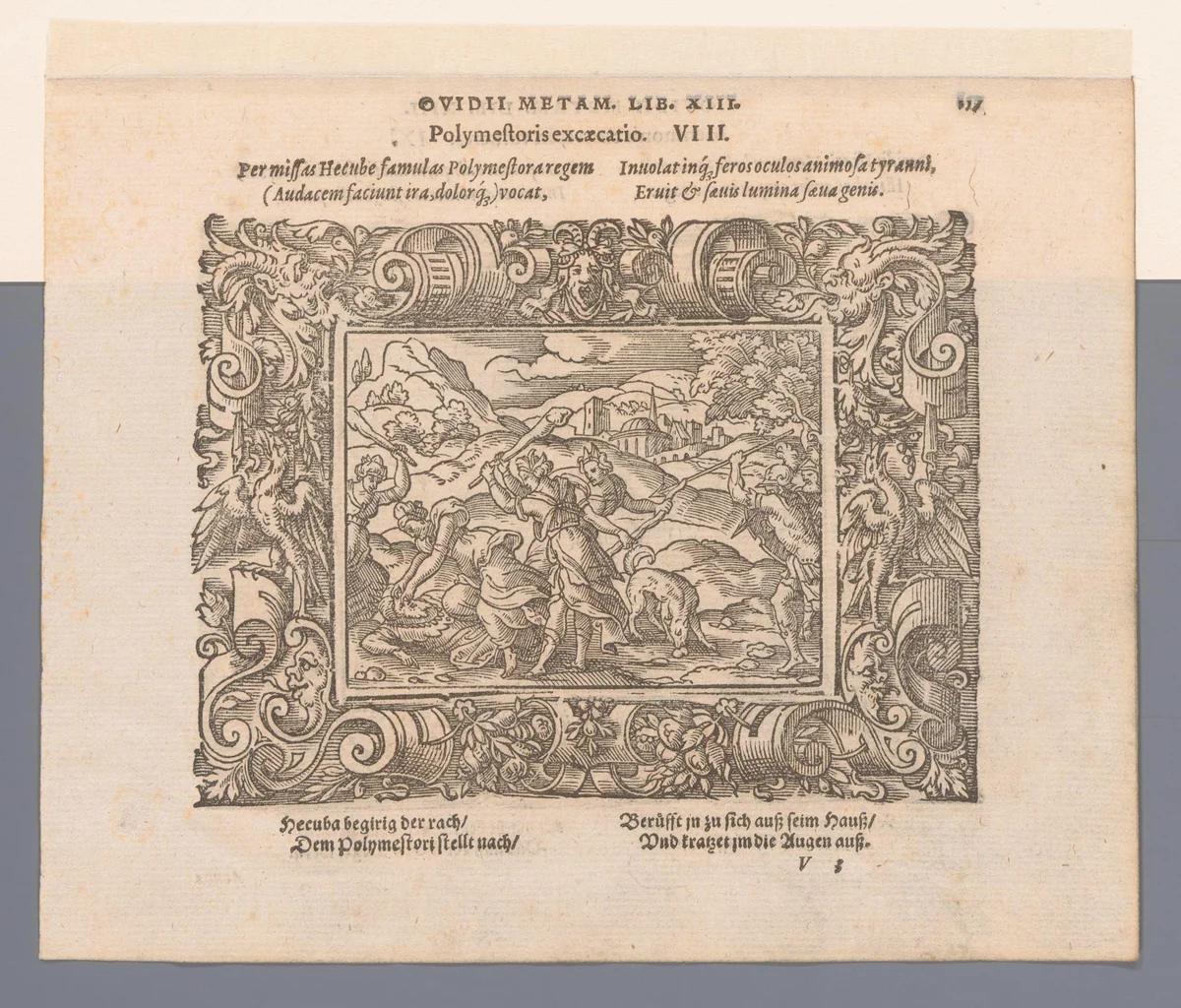 Dood van Polymestor by Virgilius Solis, print, 1569