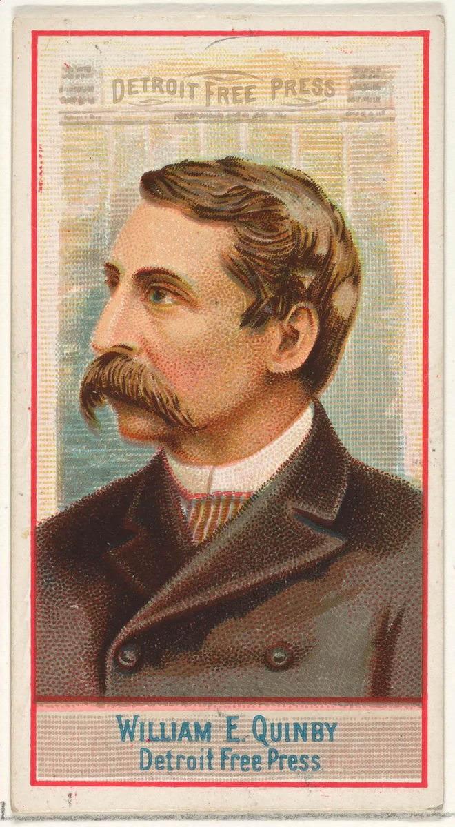 William E. Quinby, Detroit Free Press, from the American Editors series (N1) for Allen & Ginter Cigarettes Brands by Allen & Ginter, print, 1887