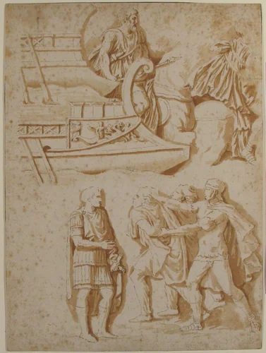 Studies of Details from Trajan's Column by Nicolas Poussin, drawing, 1630-1640
