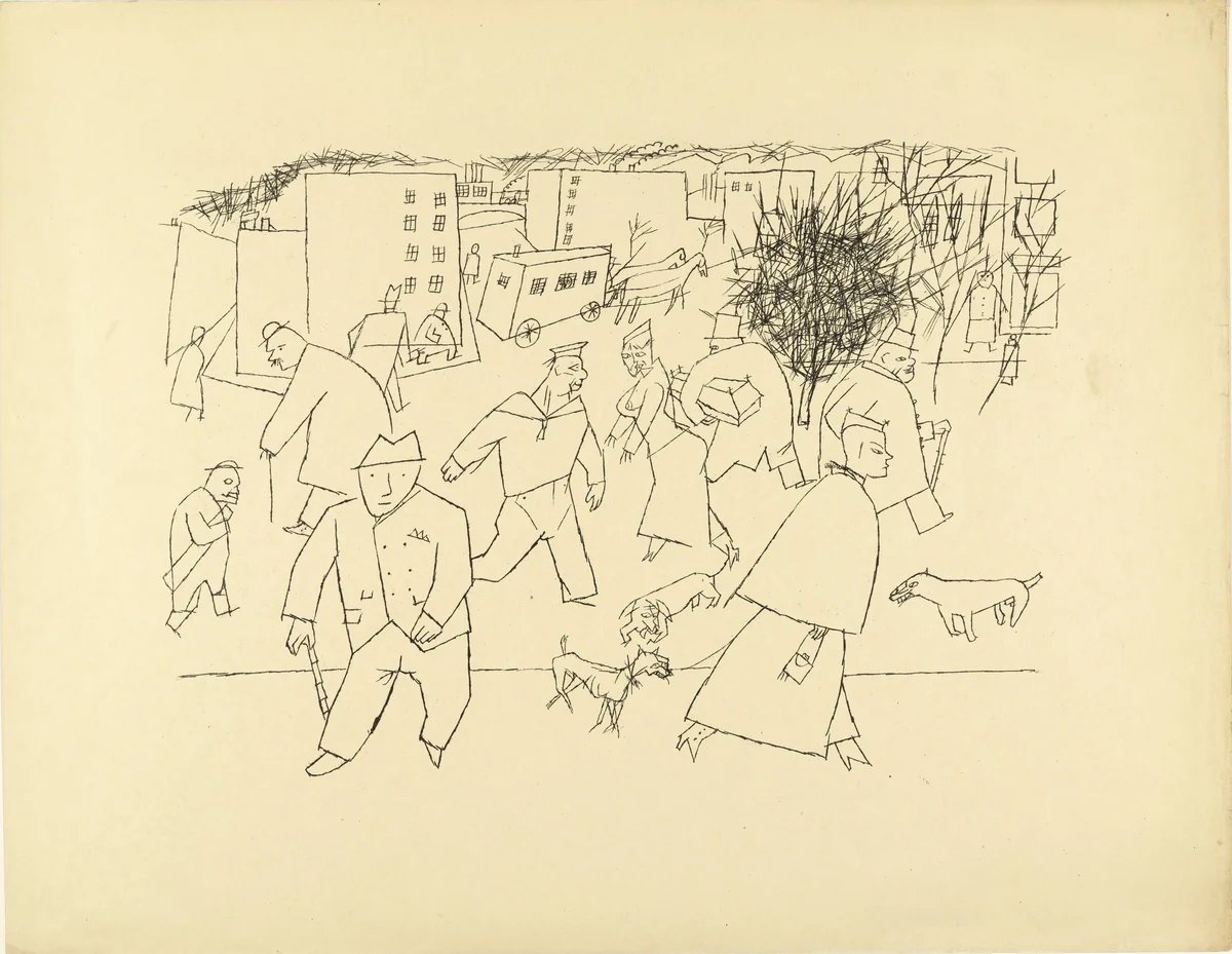 Street in the City (Strasse in der Stadt) from The First George Grosz Portfolio (Erste George Grosz-Mappe) by George Grosz, print, 1915