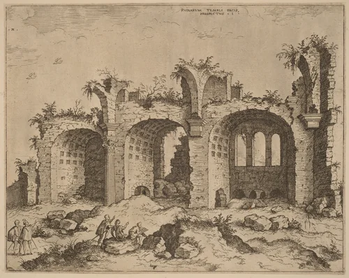 The Basilica of Constantine by Hieronymus Cock, print, 1550