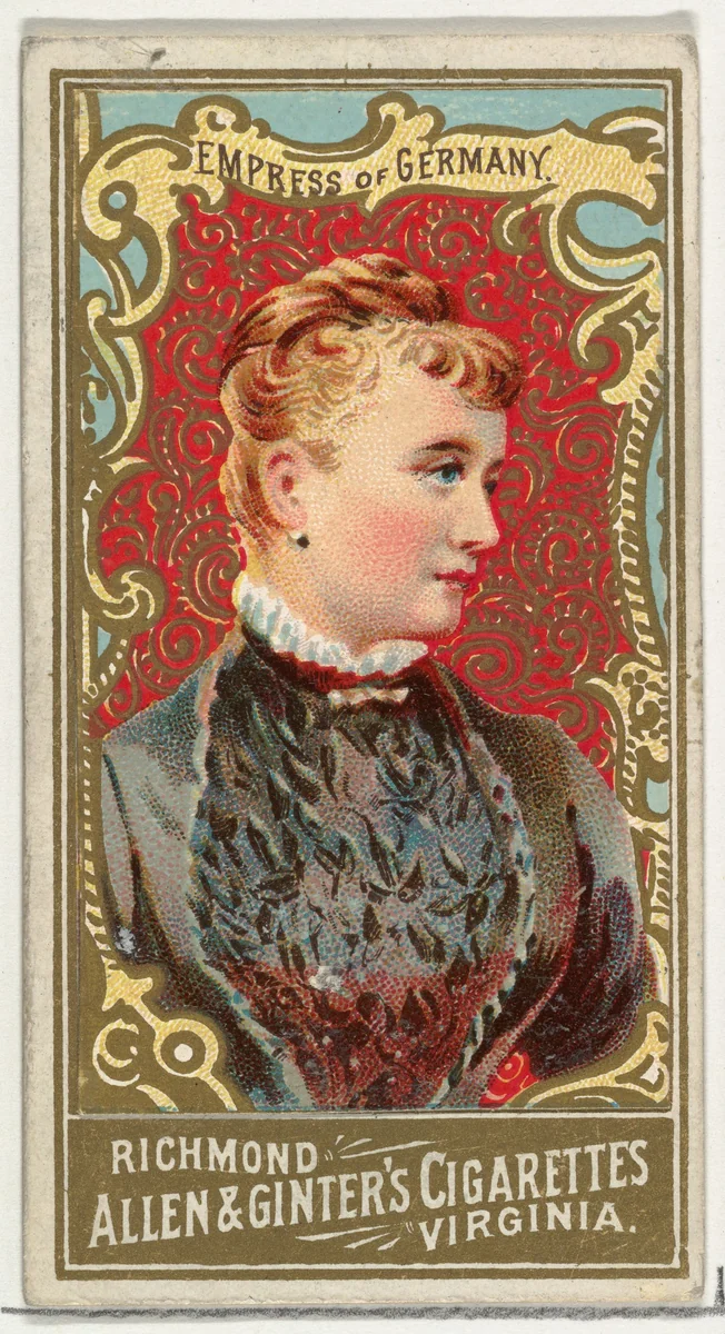 Empress of Germany, from World's Sovereigns series (N34) for Allen & Ginter Cigarettes by Allen & Ginter, print, 1889