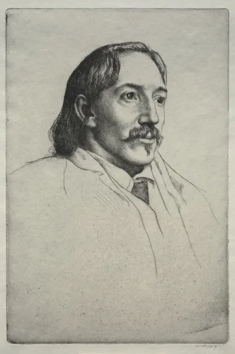 Robert Louis Balfour Stevenson by William Strang, print, 1893
