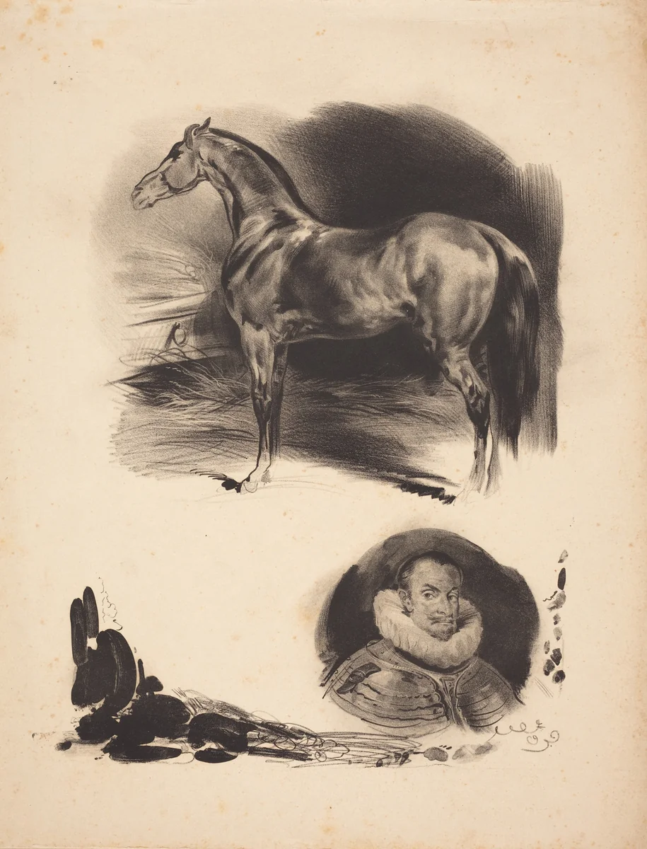 Sketches of a Horse and a Nobleman by French 19th Century, print, 1800-1899