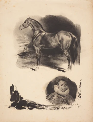 Sketches of a Horse and a Nobleman by French 19th Century, print, 1800-1899