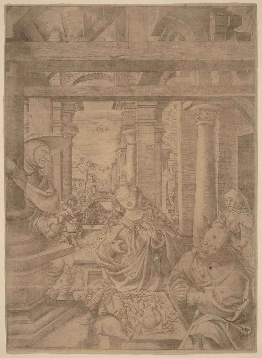 The Adoration of the Shepherds by Frans Crabbe van Espleghem, print, 1480-1552